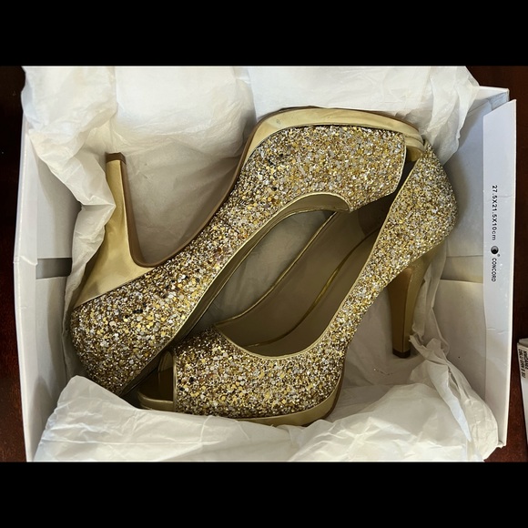 Nine West Shoes Nine West Gold Open Toe Pump Poshmark